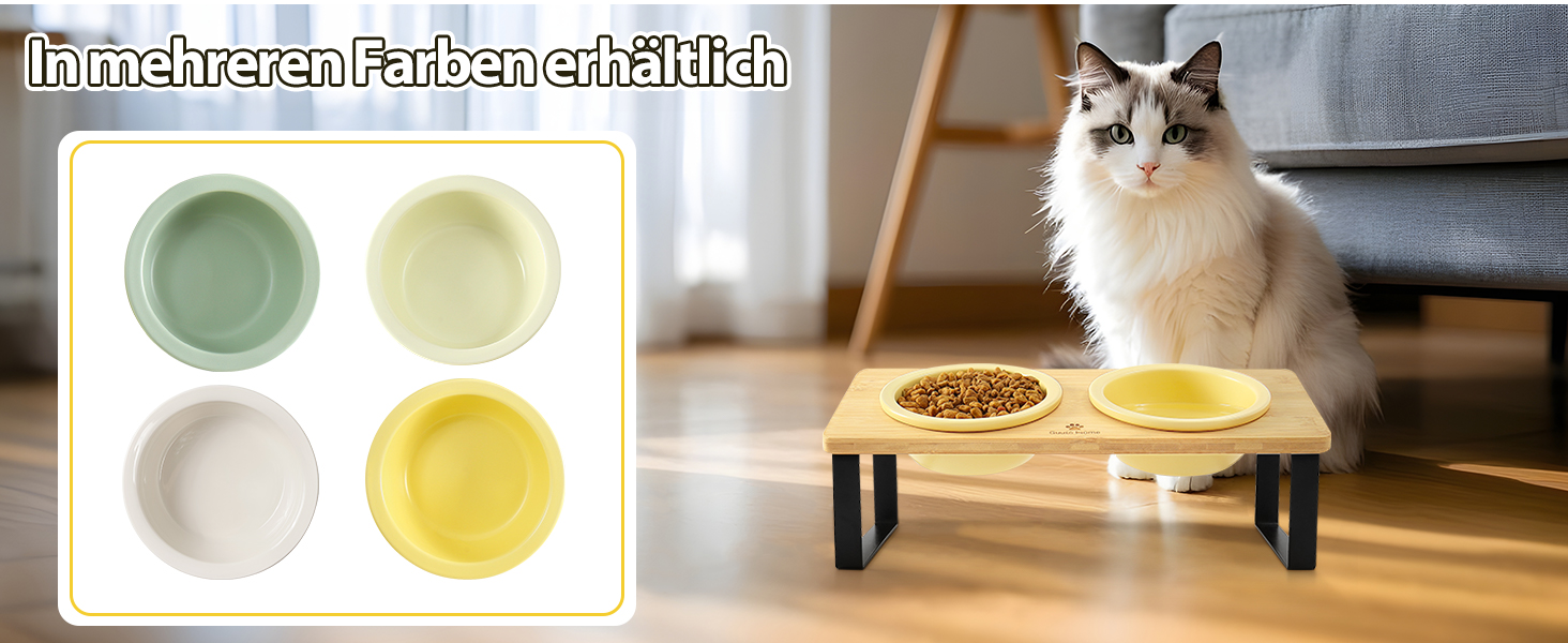 Набір мисок для котів GUUSII HOME (2 шт.) з кераміки, 14 см, 360 мл, жовті