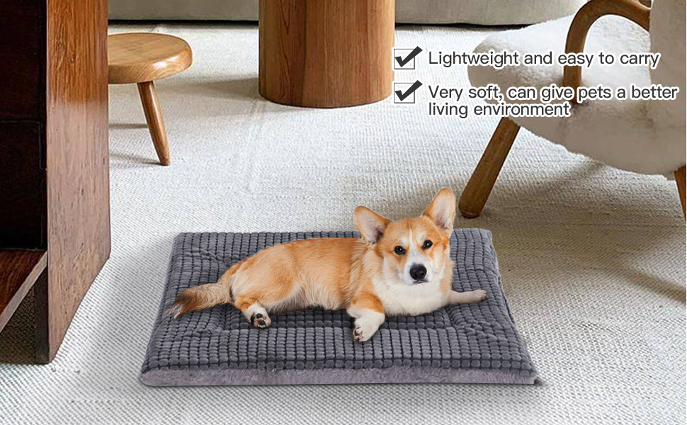 Ортопедичний лежак для собак BVAGSS, м'який килимок для собак, теплий лежак для собак маленьких, середніх та великих порід, XH079 (91x58x4 см, світло-сірий)