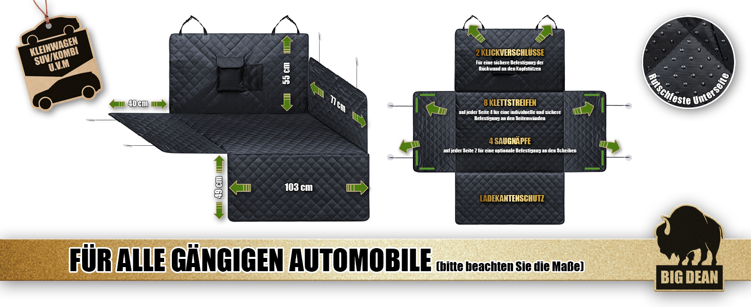 Захисна підкладка для багажника BigDean Premium з боковими та захистом бампера – захист багажника для собак, стійкий до бруду та води – універсальна ванна для багажника для собак та багажу
