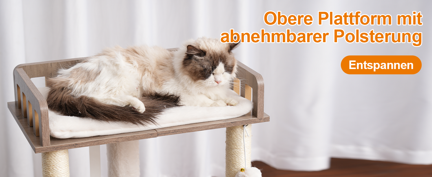 Дряпка для котів Heybly з платформою 30x50 см, когтеточка з будиночком та сизалевими стовпчиками, стабільна та безпечна для кошенят та середніх котів, колір: сіро-коричневий HCT007SSR (Greige)