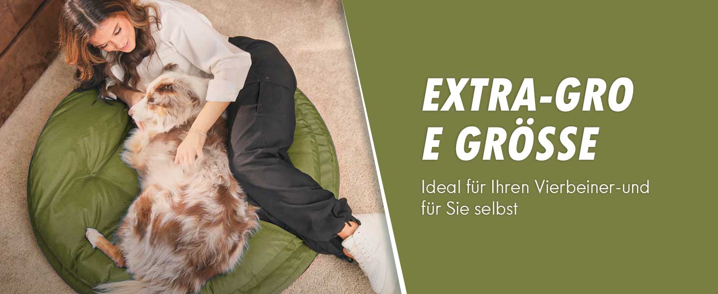 Ортопедичне ліжко для собак ClevaHome, кругла форма, водонепроникне, з двошаровою підкладкою, антиковзаюче, знімний чохол, оливковий колір, розмір L