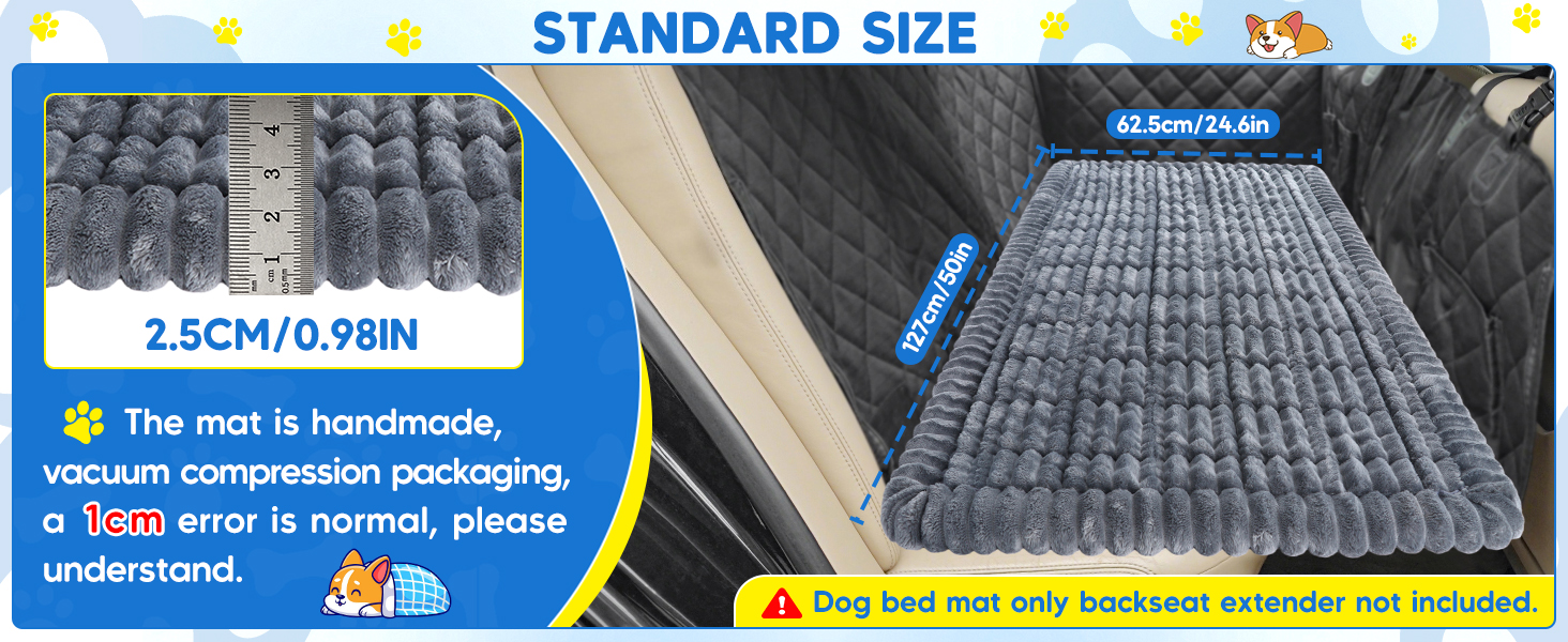 Килимок для собак у машину Loiion, антиковзаюча підстилка на заднє сидіння, м'яка автодеки для собак, 127×62,5x2,5 см, темно-сірий