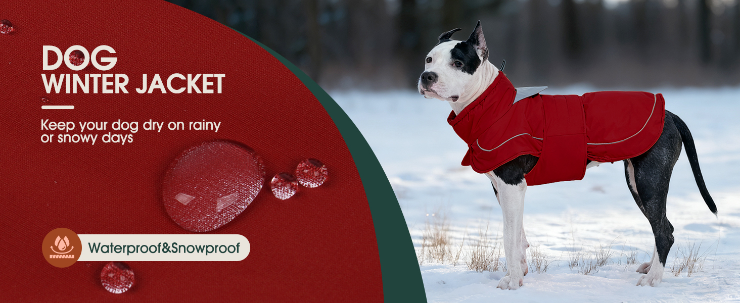 Тепла водонепроникна куртка для собак Kuoser з світловідбиваючим дизайном, шнурком на шиї, зручна застібка на липучці, червона M