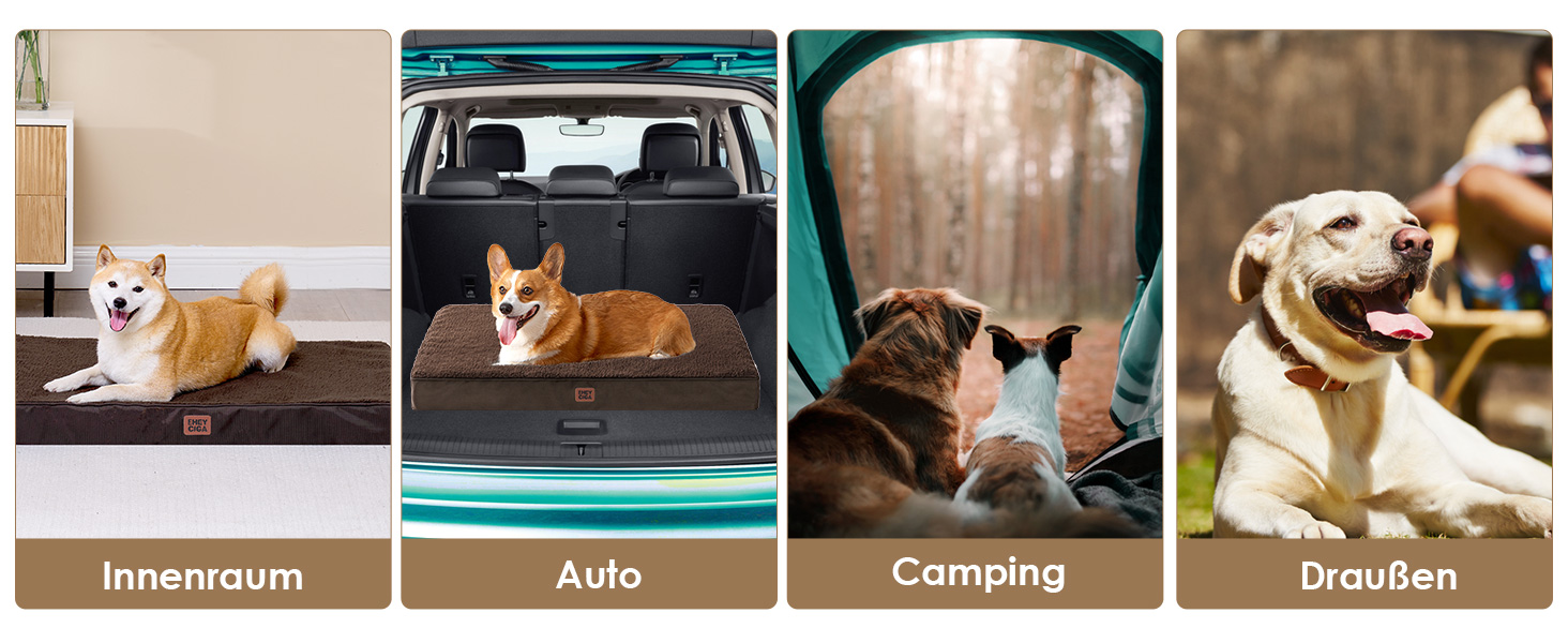 Ортопедичне ліжко для собак середніх порід EHEYCIGA 89x58x9 см, м'яке, знімний чохол, коричневе