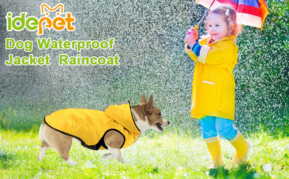 Водонепроникна куртка-комбінезон 2-в-1 для собак Idepet, жовта, для малих, середніх та великих порід