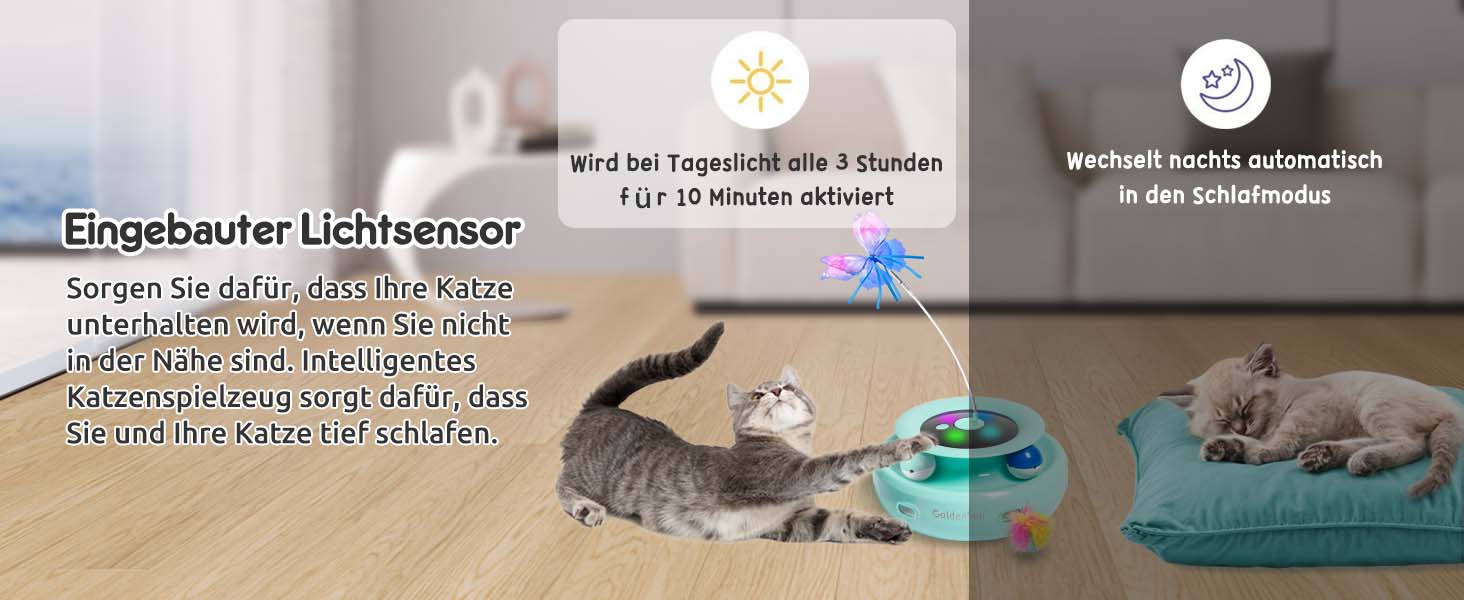 Інтерактивна іграшка для котів GoldenSun 3-в-1: Whack-A-Mole, метелик, м'ячик. USB, 6 насадок, A-білий (зелений)