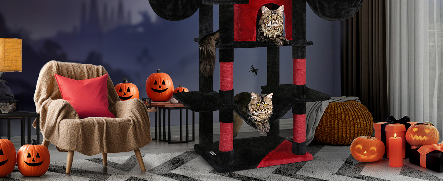 Розкішний котячий комплекс Globlazer 204 см з будиночками, гамаками та когтеточками - для великих котів та кількох котів