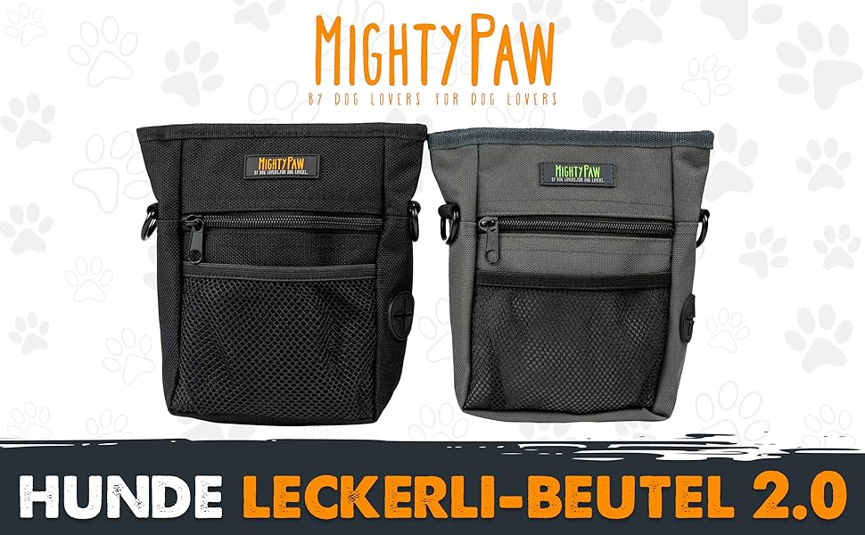 Футляр для ласощів Mighty Paw для собак, 2.0 | Сумка для тренування собак - Лотік для собак - Пет тренінг, сумка для ласощів з ремінцем - Магнітна застібка (Помаранчевий/Чорний)