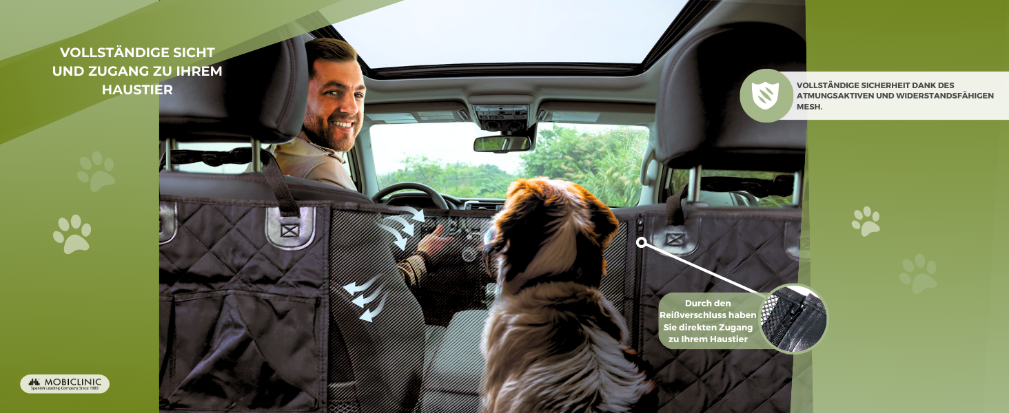 Автокрісло для собак Mobiclinic® Sammy: універсальний, антиковзний, водонепроникний, з кишенями та регульованими ременями