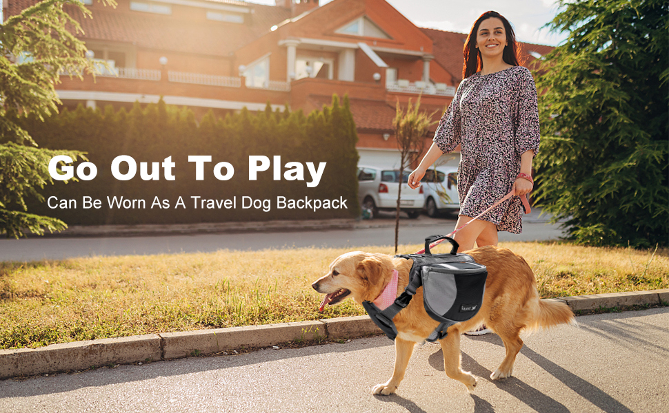 PETCUTE Рюкзак-переноска для собак середніх та великих порід, регульований, для подорожей, прогулянок, тренувань, з ручкою, синій