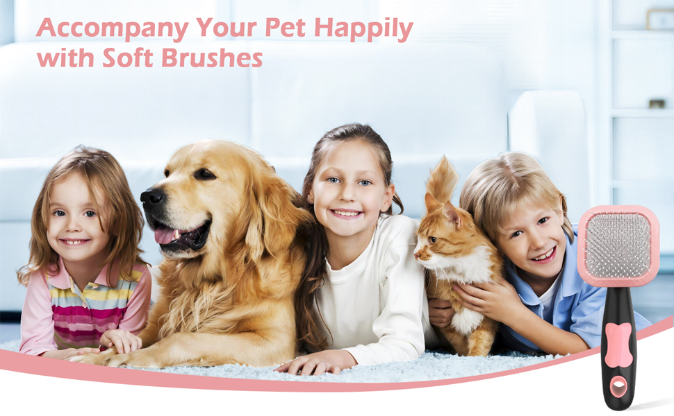 Щітка для собак PETPAWJOY: видалення шерсті, масаж, для малих порід, цуценят, Yorkie, Пудель, кроликів, котів, рожева