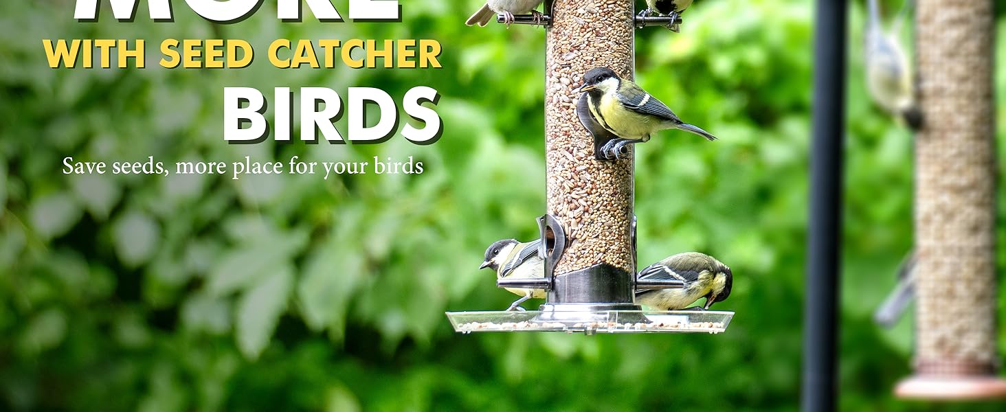 Годівниця для птахів iBorn з 6 місцями для підльоту, 20 см тарілка, з алюмінію, 38 см (чорна)