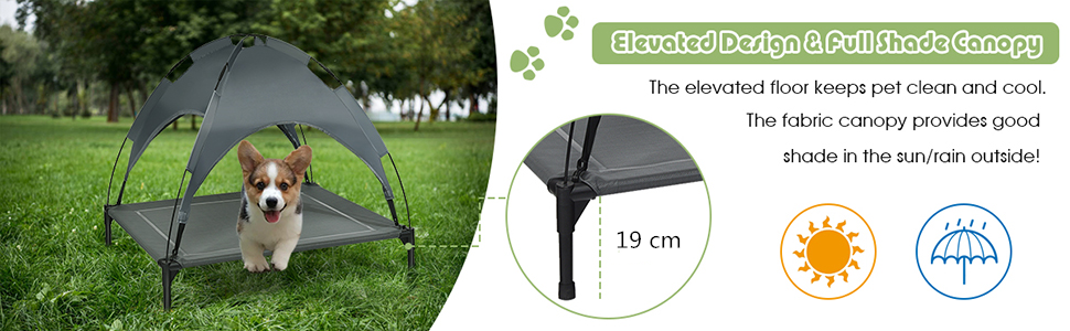 Лежанка для собак Relax4Life з балдахіном, сіра, для дому та саду, до 60 кг, 105 x 87 x 89 см