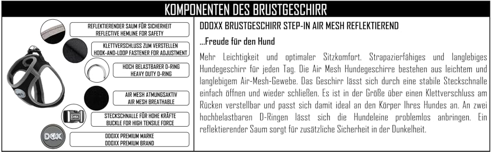 Шлейка для собак DDOXX відбиваюча Airmesh, регульована, для цуценят та собак всіх розмірів, XS, зелена (обхват грудей 28-33 см)