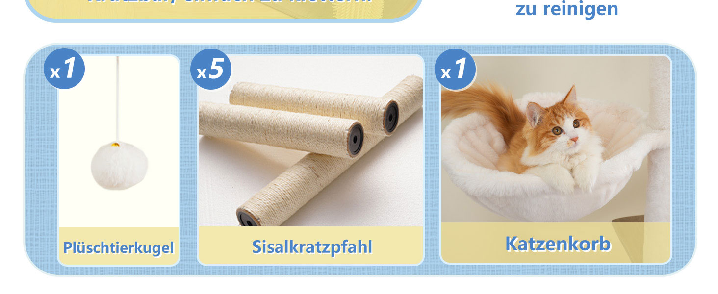 Дерев'яний кігтетопор Hey-brother Holz Kratzbaum 184см для великих котів, багатоярусний, зі стійкою платформою, кошиком, будиночком, щіткою та драбиною (Gris Vintage)