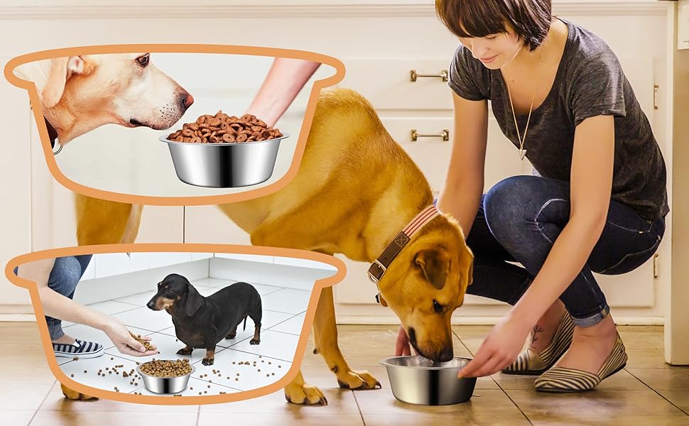 Набір мисок для собак з нержавіючої сталі, 6 шт. Великі, середні та малі миски для корму та води для собак, 900 мл, складані