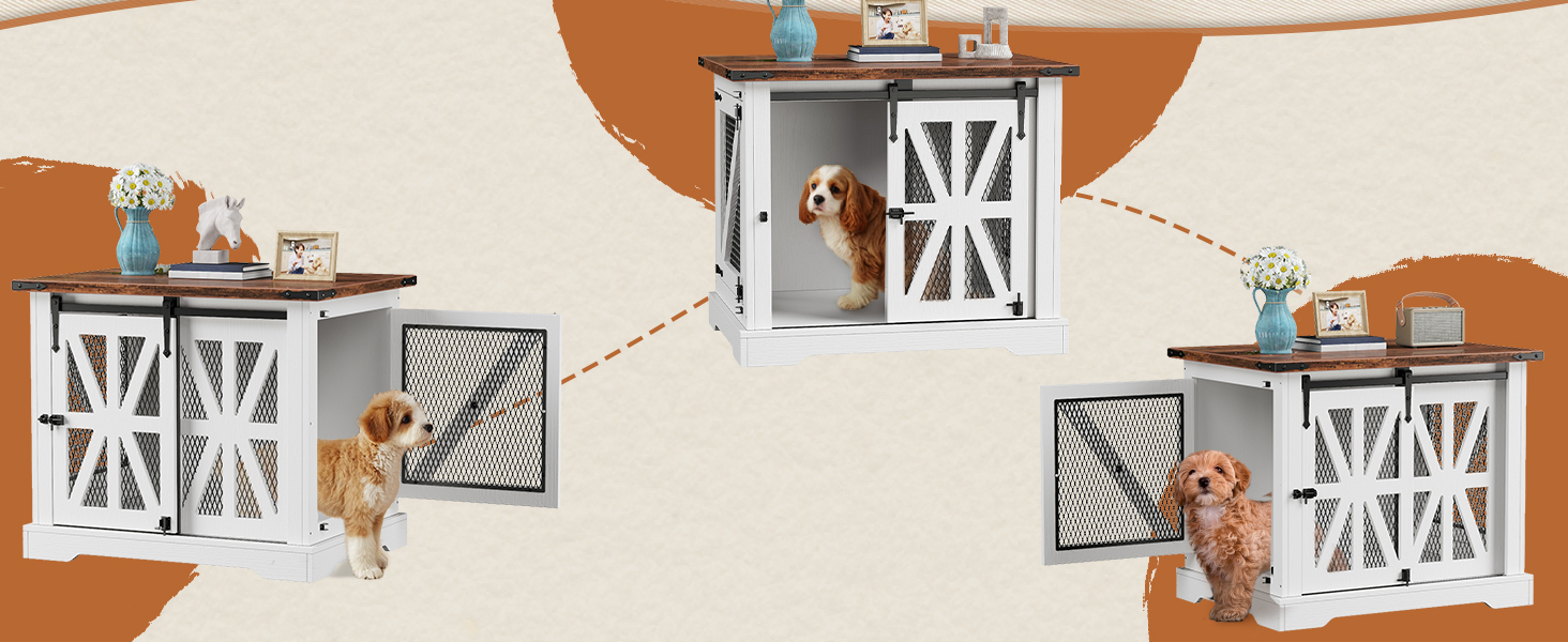 Клітка для собак, 73 см, дерев'яна будка для собак, клітка для собак для дому, посилене виконання, захист від укусів, розмір 73x51x60 см, білий колір