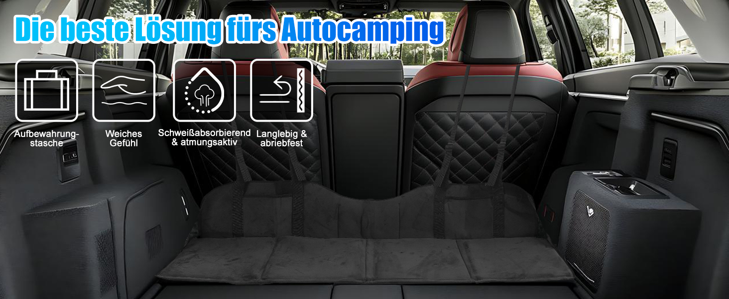 Підлокітник для заднього сидіння автомобіля, розширювач сидіння, флісова підстилка для кемпінгу та сну, універсальний для SUV, MPV та компактних авто (Чорний)