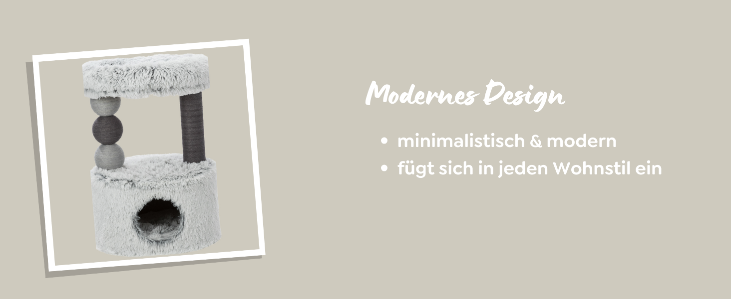 Дряпка для котів TRIXIE Harvey 73 см сірого кольору – кігтеточка з затишною печерою та зручною лежанкою, стабільна та комфортна – 44540