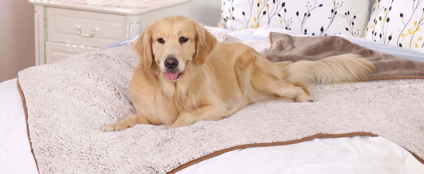 PETTOM Деки для собак Водонепроникні, Деки для собак на диван 152 x 127 см, Деки для собак з Sherpa та Flanell, Деки для домашніх тварин М'які та машинно-пранні (M: 127*100см, Колір: Коричневий)