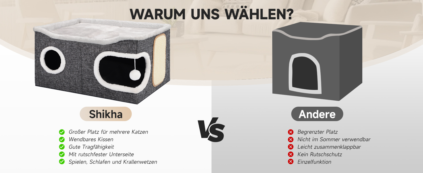 Шика Будинок-печеринка для котів, великий закритий будиночок для котів, 61T*45B*32H см, двоярусний куб для котів, XXL печеринка для котів з когтеточкою та іграшкою, будиночок-печеринка для маленьких та середніх тварин, великий, сірий