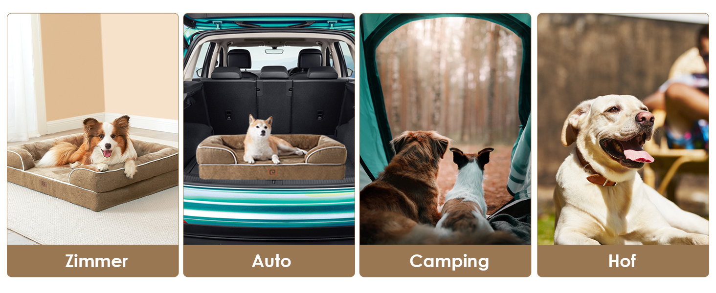 Ортопедичне ліжко для собак великих порід, 112x81 см, кошик для собак з Memory Foam XL, вологостійке собаче ліжко з високим бортиком, зручна собача кушетка, Kamel 112 x 81 x 17.5 см