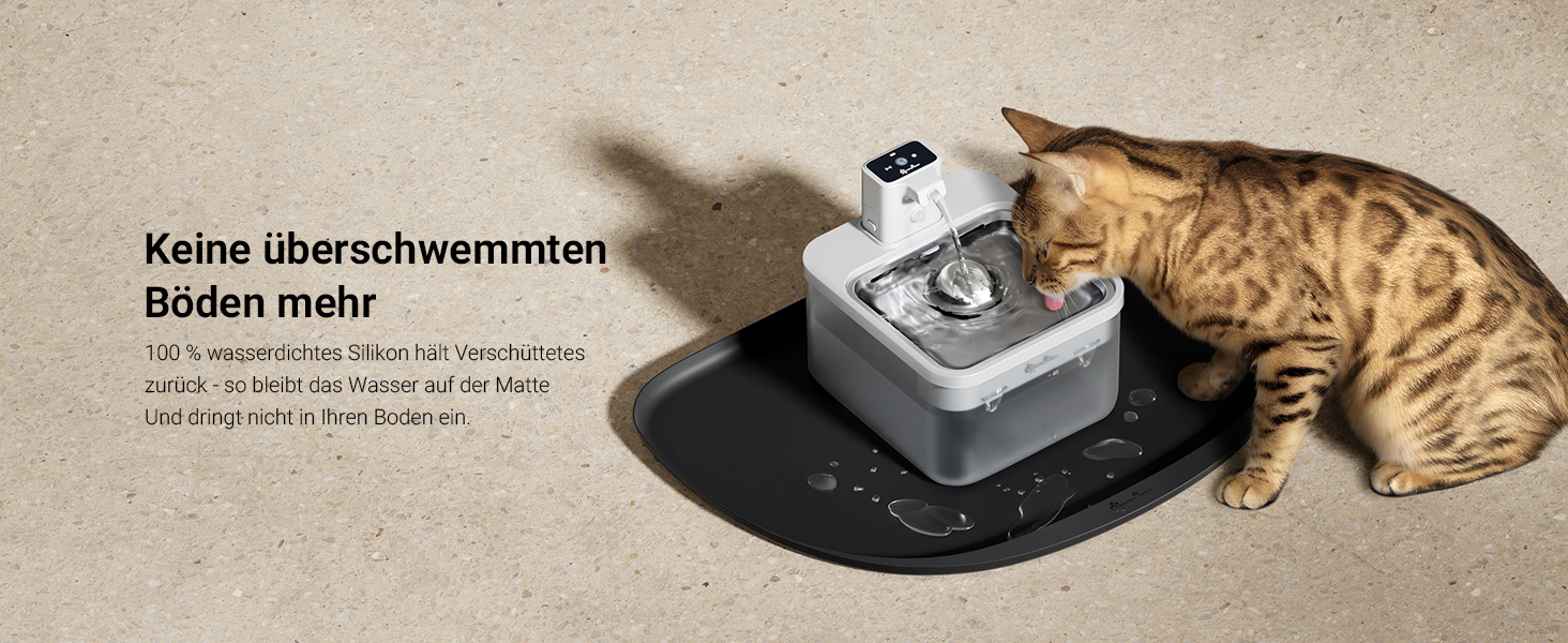 Підкладка під миску для котів DownyPaws, силіконова, 62 x 43 см, чорна. Захист від розливання, легко миється, BPA-free