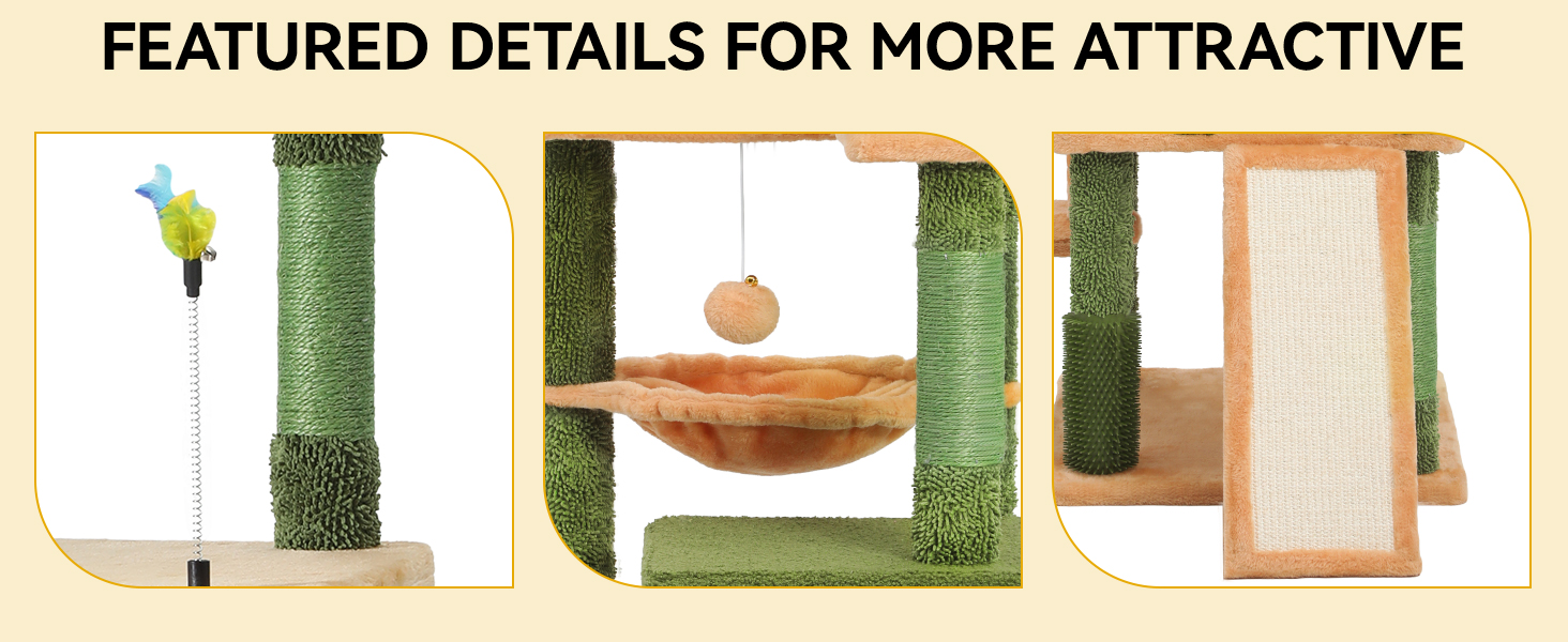 Котячий комплекс YITAHOME з когтеточкою, будиночком та іграшками, 82x74x185 см