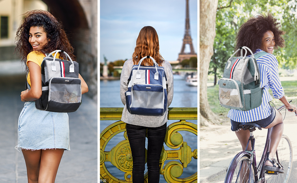 Рюкзак для кота та маленьких собак Galatée, дихаючий, зручний, для подорожей, походів, кемпінгу (світло-сірий)