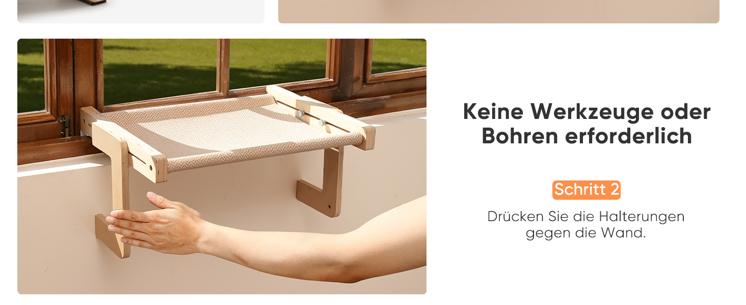 Підвісна лежанка для котів FUKUMARU, лежанка на підвіконник та підлогу, для великих котів, міцна конструкція з дерева та металу, трансформована лежанка, легка у збиранні, бежева