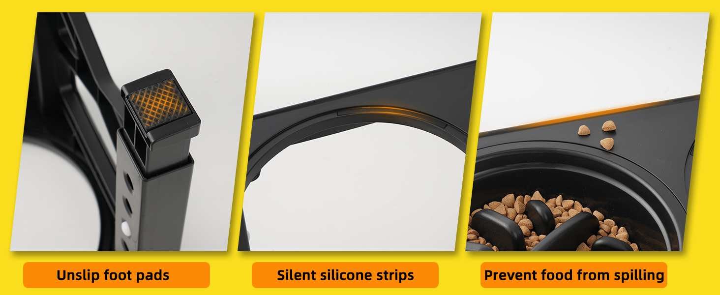 Підвищена годівниця для собак, регульована висота, великі породи - 2 x миска з нержавіючої сталі (1200 мл) + 1 x повільна годівниця (800 мл) - стійка станція для годування середніх/великих собак, чорний/сірий колір