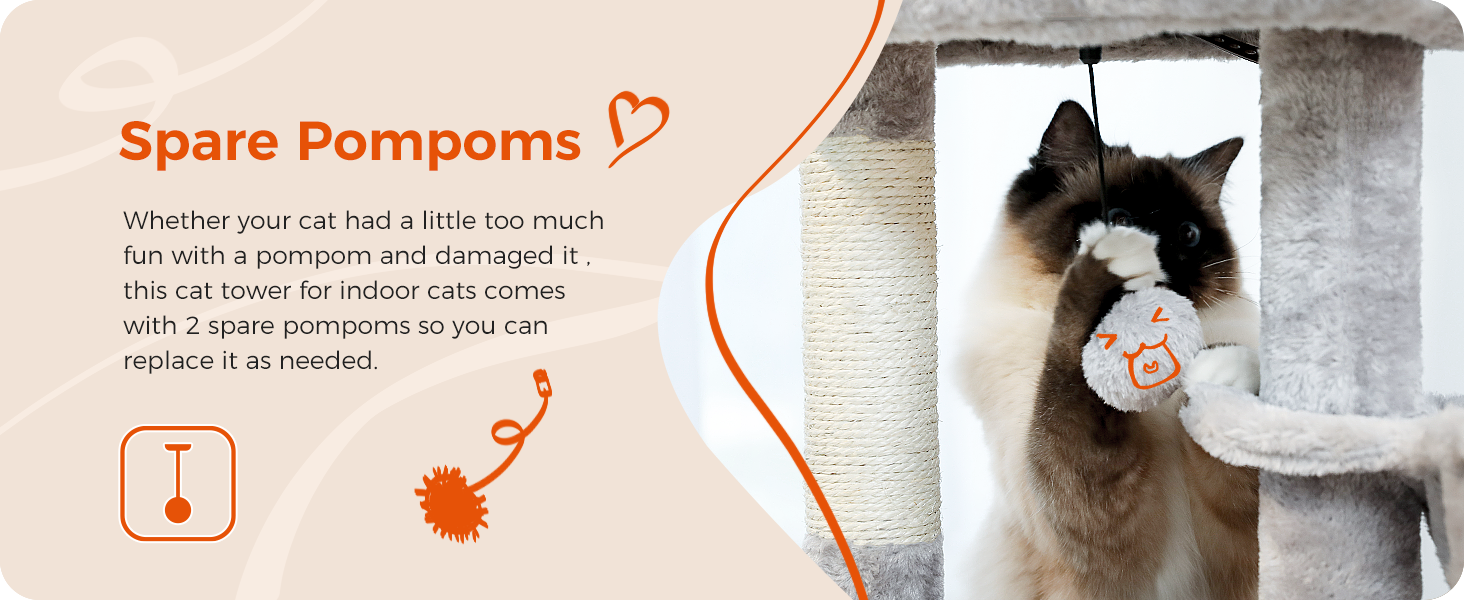 PAWZ Road Дерев'яний комплекс для котів з гамаком [73см], сірий. Дряпка для котів з сизалю, інтерактивна кулька, для дому