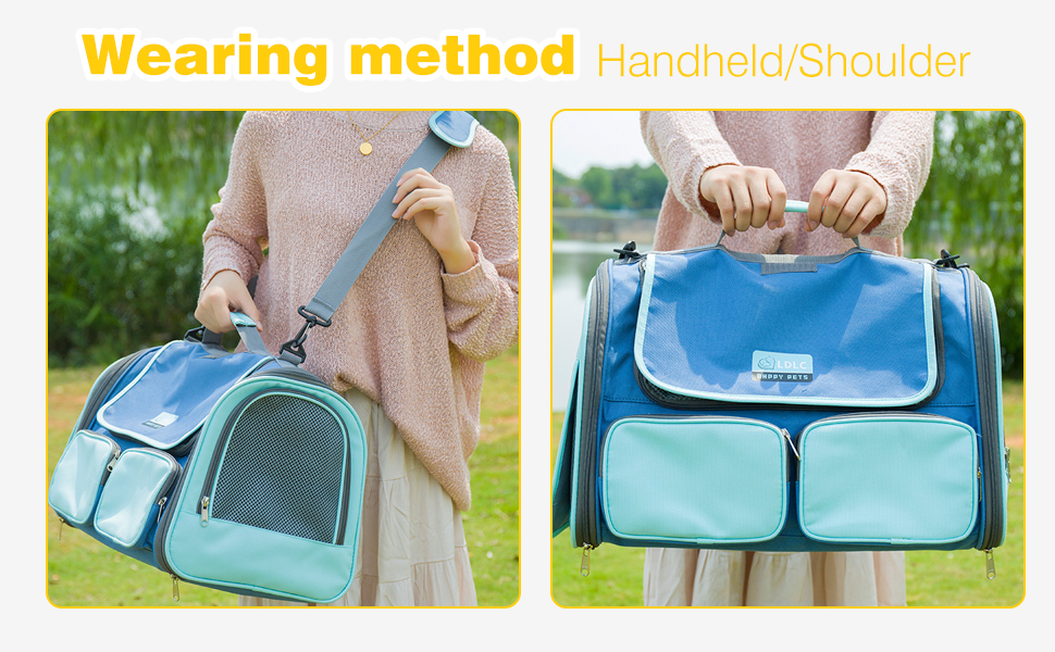 Транспортна переноска для собак та котів PETCUTE, дихаюча, складана, з м'яким матрацом, з плечовим ременем, сертифікована для авіаперевезень, жовта