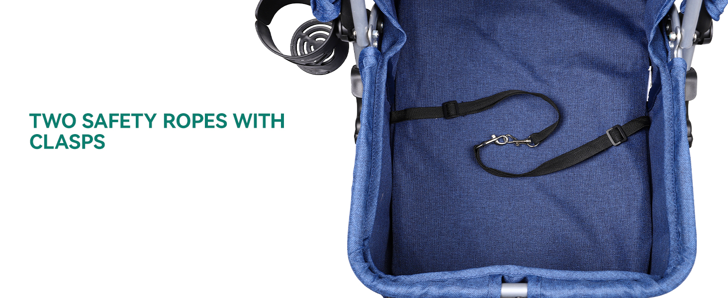 Візок для собак та котів YITAHOME, до 15 кг, з сітчастими віконцями, тримачем для напоїв та кошиком (Блакитний)