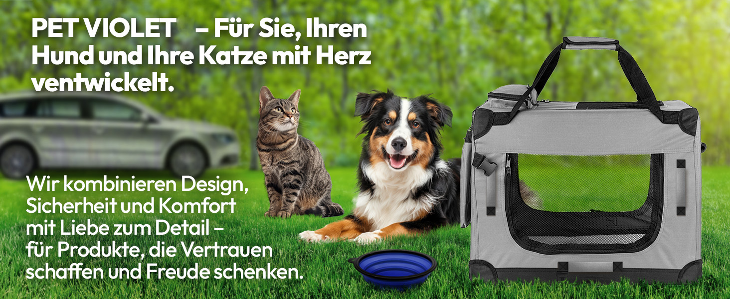 PET VIOLET Транспортна переноска для собак та котів – складана, міцна, сіра, 50x34x36 см