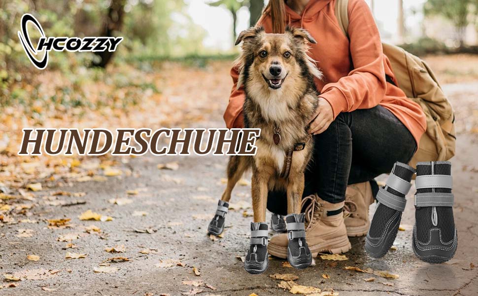 Водонепроникні чоботи для собак з світловідбиваючими ремінцями, захист лап, антиковзка гумова підошва, для малих, середніх та великих собак (S, чорний, водонепроникний)