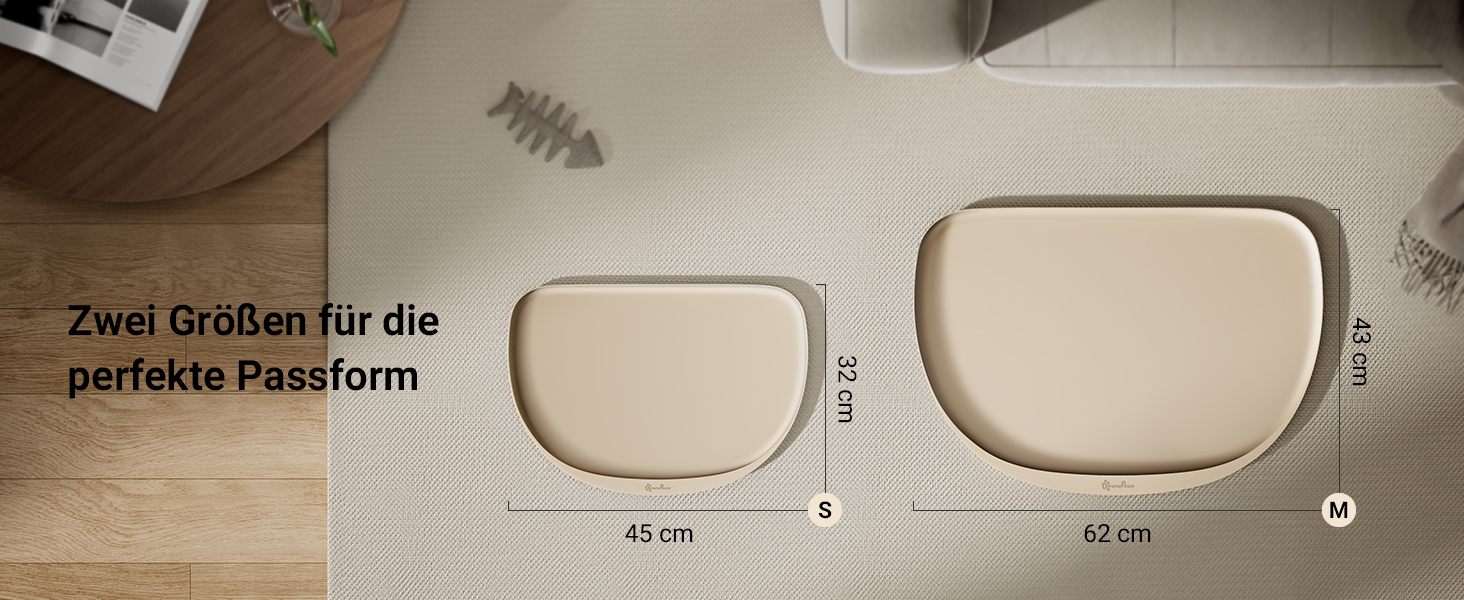 Підкладка під миску для котів DownyPaws, силіконова, 62 x 43 см, бежева. Захист від розливу води та корму, легко миється, BPA-free