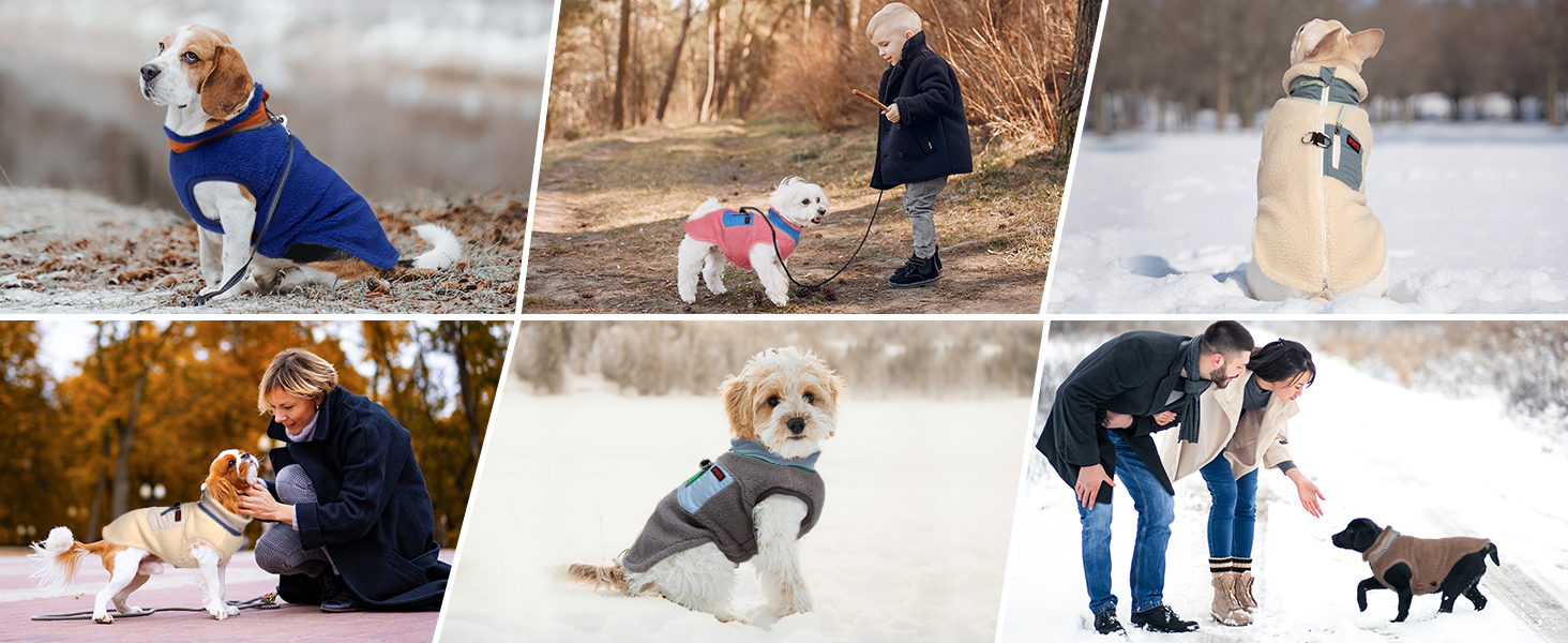 Теплий зимовий жилет для собак FeimaX з флісу, з D-початком, для малих та середніх собак, колір кава