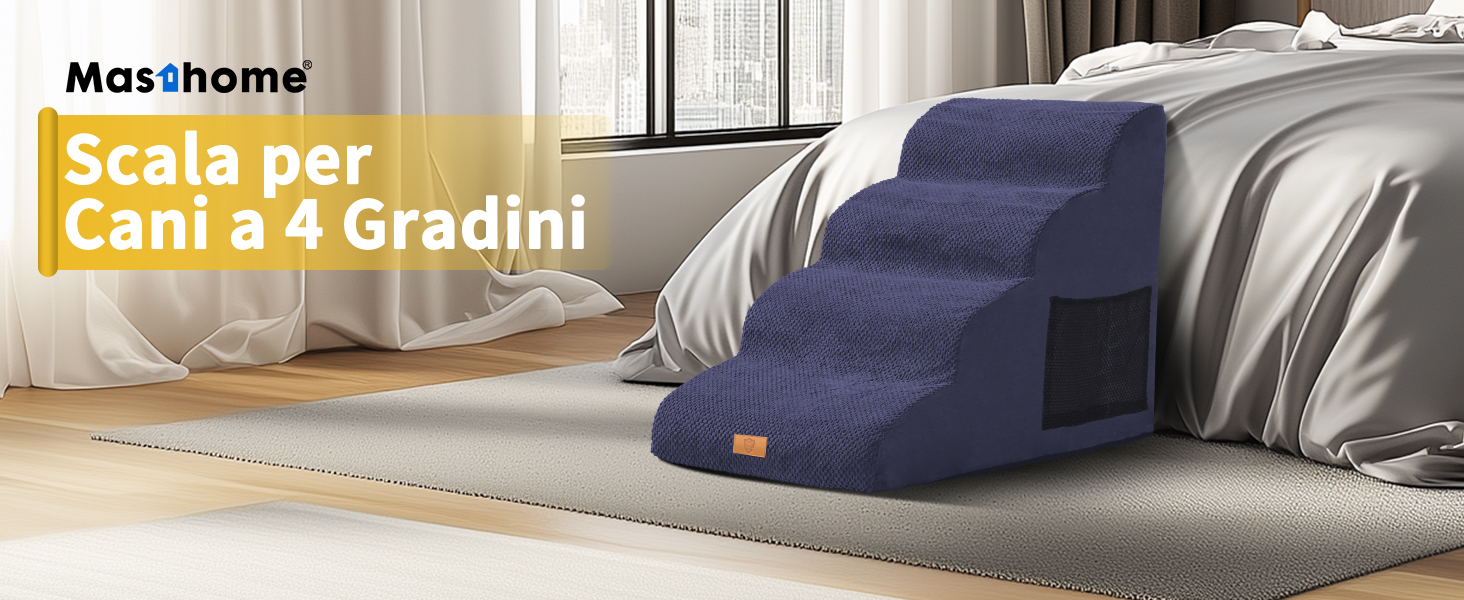 Сходинка для собак Masthome з 4 сходинками, для маленьких собак, з антиковзким покриттям, знімний чохол, для дивану, ліжка
