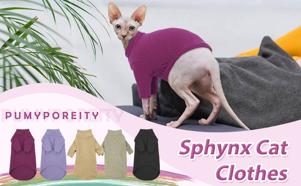 Одяг для безшерстних котів Sphynx: м'який пуловер з ролeкроєм та футболка з круглим вирізом (Чорний, XXL)