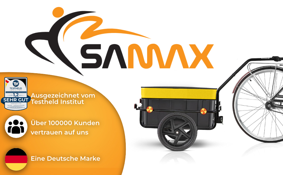 Причіп для велосипеда SAMAX 90 літрів, 80 кг, з комплектом - причіп для перевезення вантажів, чорний, для гірського велосипеда