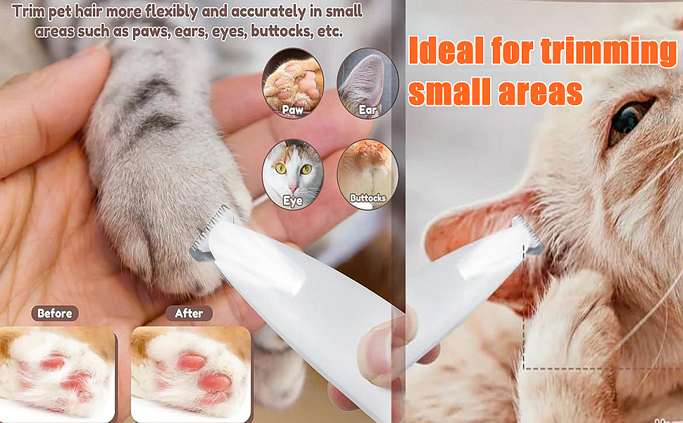 Електрична машинка для стрижки лап собак з LED-підсвічуванням, безшумна, акумуляторна. Ідеальна для догляду за лапами, очима, вухами та обличчям собак.