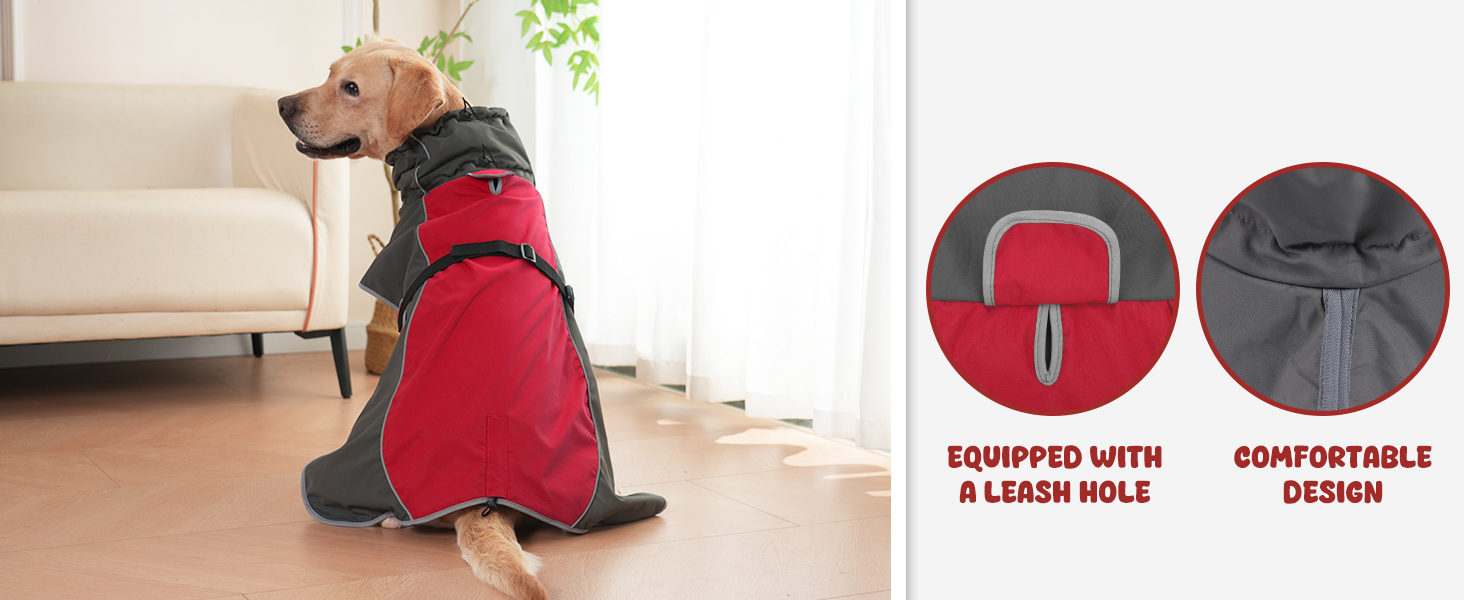 Водонепроникна куртка для собак, світловідбиваюча, вітрозахисна, тепла зимова куртка з м'яким флісовим підкладкою для собак маленьких та великих порід, для активного відпочинку, кемпінгу та походів у холодну погоду, червона (розмір S, спина 45 см)