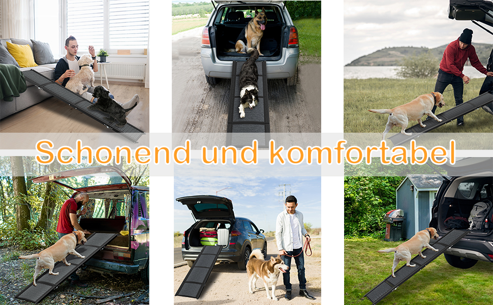 Складні пандуси для собак, 157 см - пандус у багажник для авто, вантажівок та SUV, до 110 кг, легкий, стабільний, антиковзкий - чорний