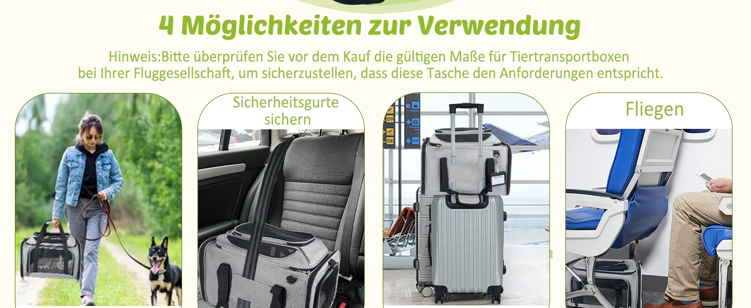 TOFFCAEA Транспортна сумка для кота/собаки, переноска для тварин, складана, 6 кг, для середніх собак та котів (чорна, 50 x 34 x 34 см)