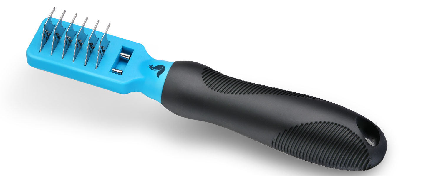 Гребінець для вичісування собак та котів BluePet Profi: для вичісування, видалення ковтунів та вузлів (синій)