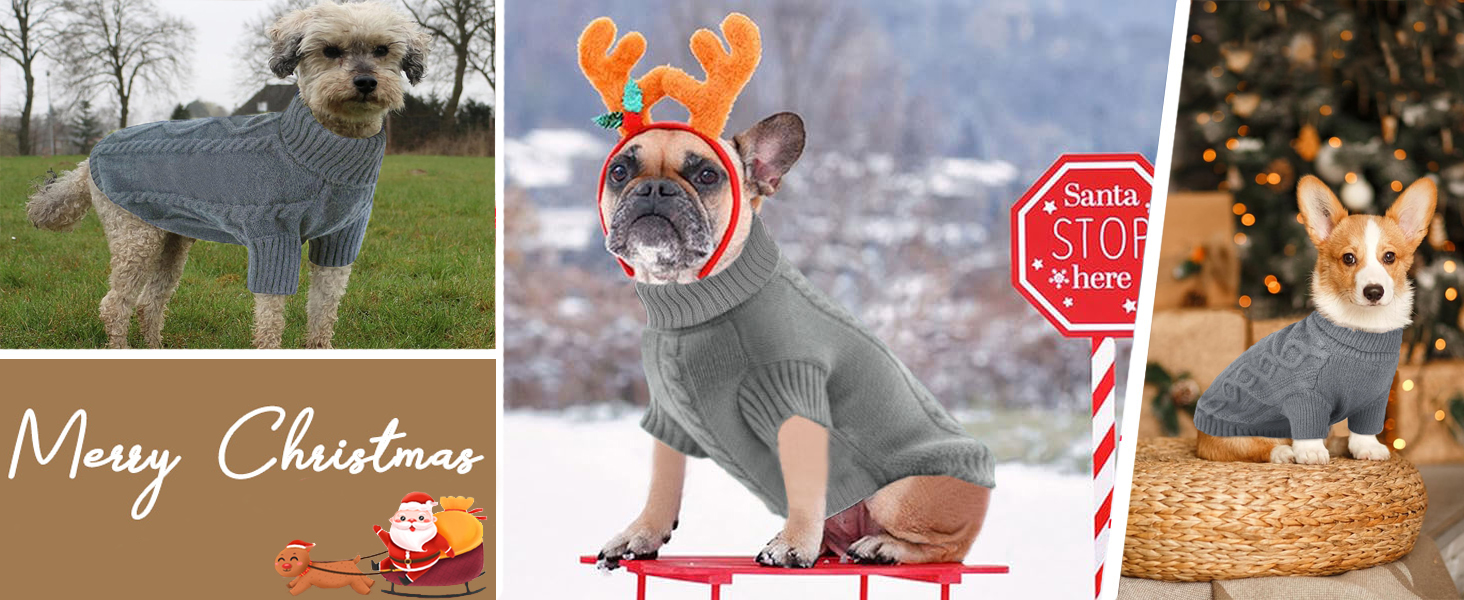 Пуловер для собак, теплий зимовий одяг з коміром-горловиною, м'який в'язаний пуловер для маленьких, середніх та великих собак (Сріблясто-сірий M)