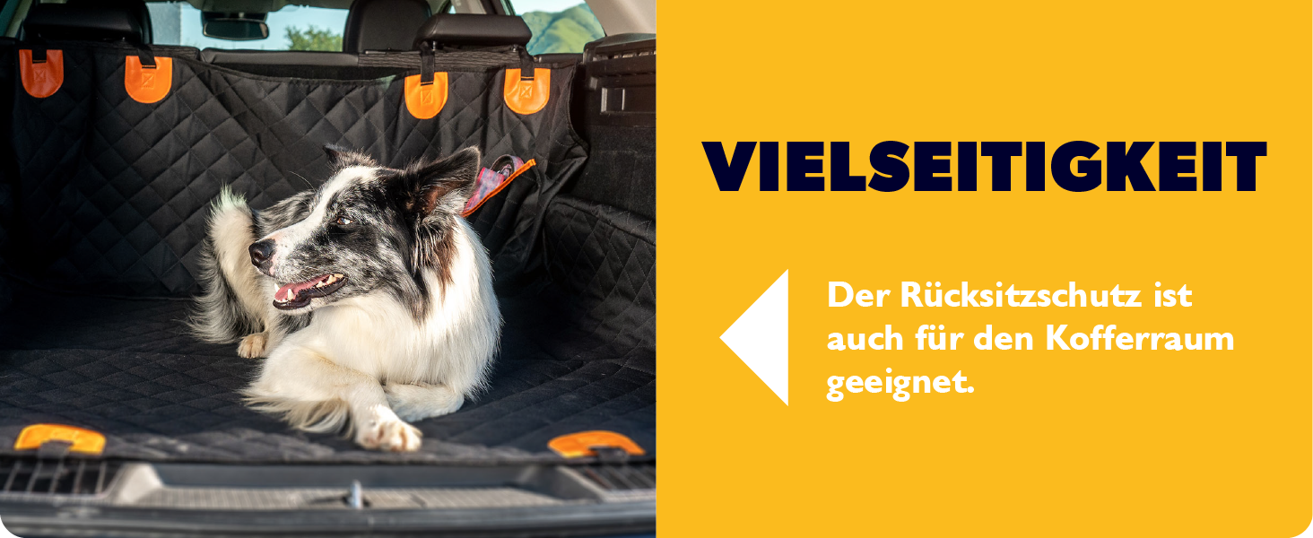 КADAX Накидка на сидіння авто для собак, 135x145 см, чорно-помаранчевий, з кріпленням для безпеки