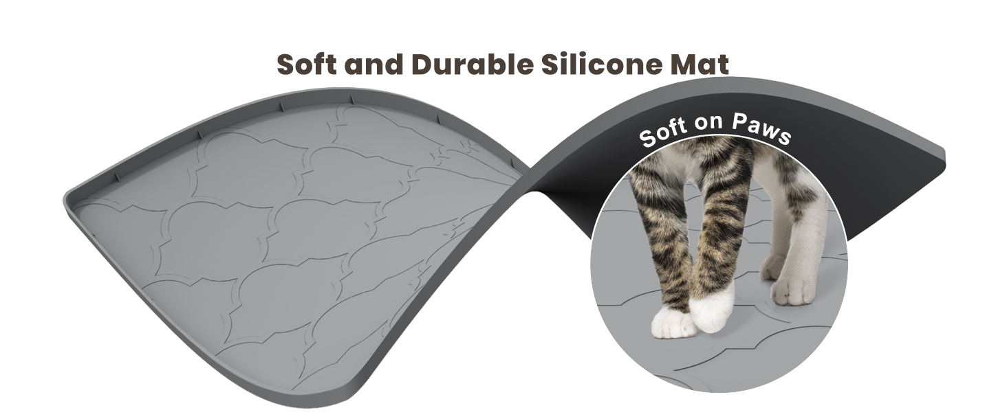 Силіконова килимок під лоток для котів, 86x56 см, вологостійкий, легко чиститься, не слизький, сірий
