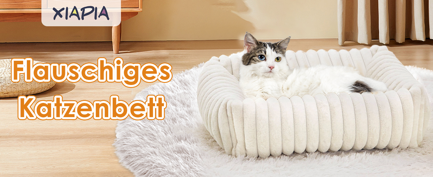 Килимок для котів XIAPIA з м'якою тканиною, 50x48x15 см. Ортопедичний лежак для котів та маленьких собак, білий.